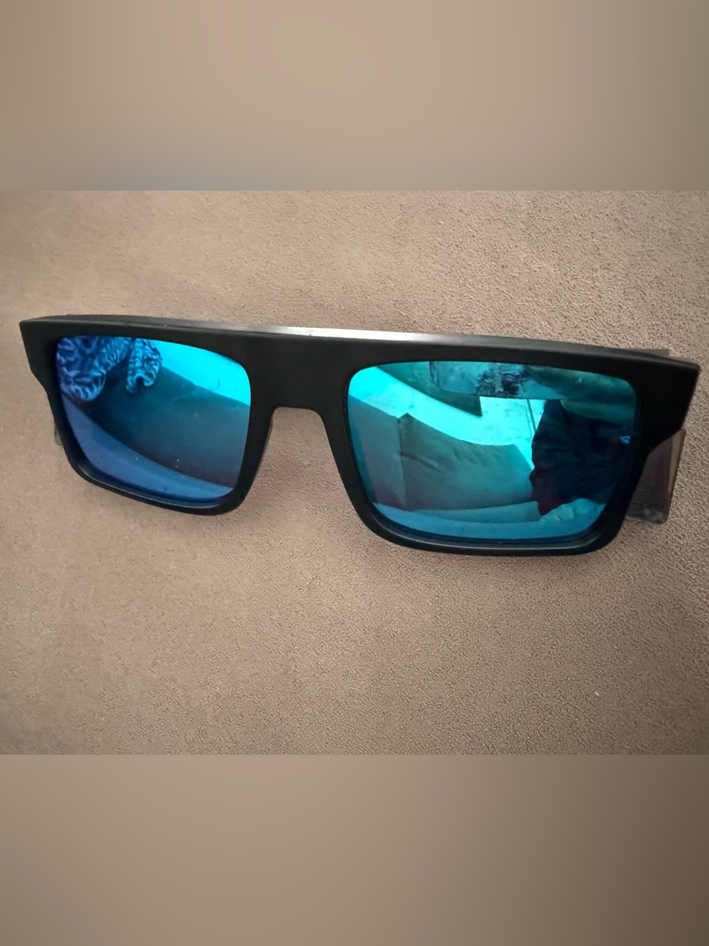 Heatwave Z87 Shield Sunglasses Black Plastic Frame Blue Mirrored Lens UV400